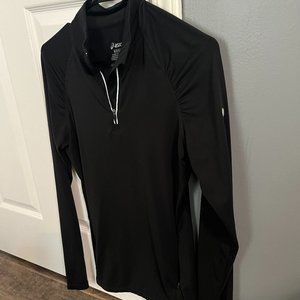 Asics 1/4 zip, black, size medium